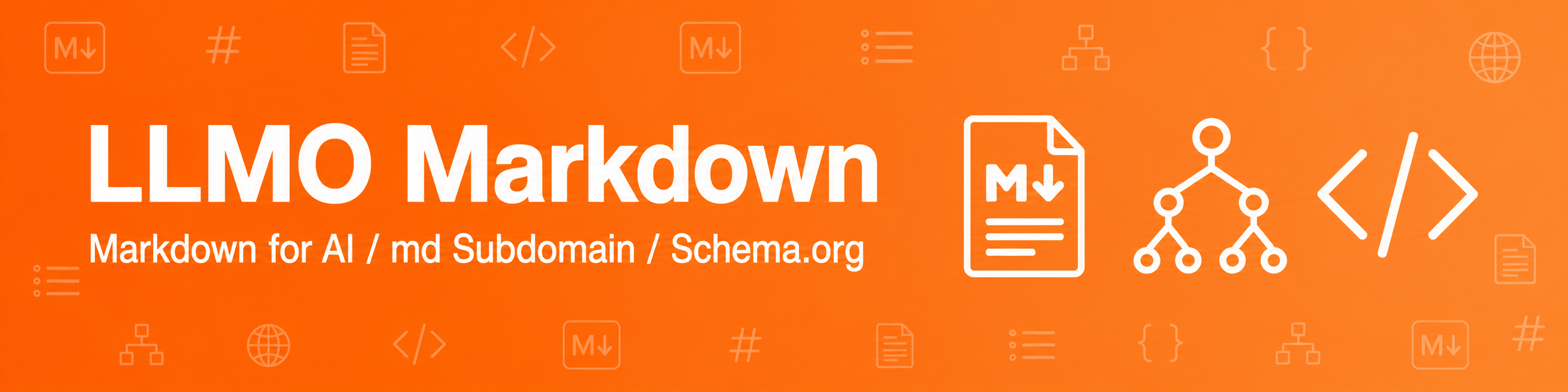 Kashiwazaki LLMO Markdown Subdomain メインビジュアル — メインサイト (www) はそのまま、AI クローラ向けに md サブドメインで Markdown 並行版を配信