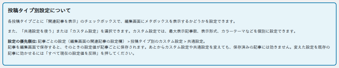 投稿タイプ別設定について